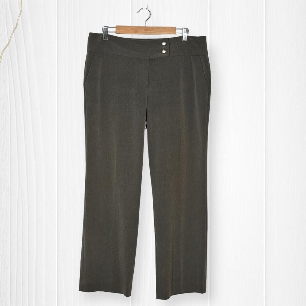 APT.9 Straight Leg Dress Pants Trousers Leg Gold Button Accent Brown Size 14